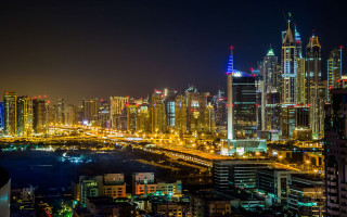 City skyline night river bridge 17 - cityscape free wallpaper