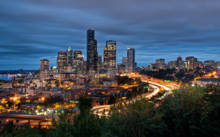 City skyline night lights ferris - everett warner free wallpaper