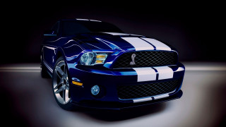 Blue mustang white stripes dark - hood hood free wallpaper