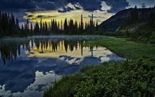 Lake forest mountains sunset clouds - ansel adams free wallpaper