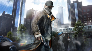 Man mask coat gun city - skyscraper free wallpaper