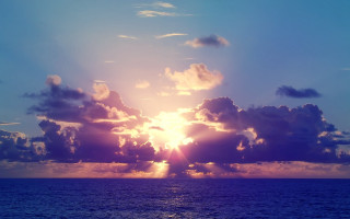 Sunset ocean clouds boat blue - the water below free wallpaper