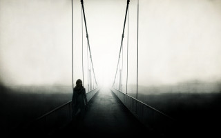 Woman bridge foggy day light - the foggy day free wallpaper