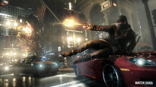 Man sitting red car city - a gun free wallpaper