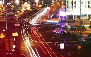 Futuristic city street traffic night - futurism free wallpaper