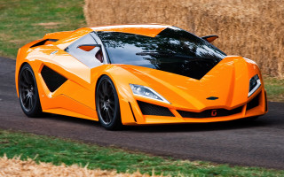 Orange sports car driving road 4 - cubofuturism free wallpaper