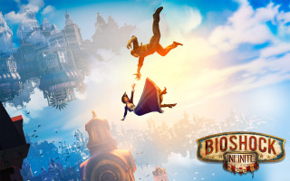 Man skateboard flying city skyline - a skateboard in front free wallpaper