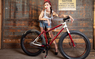 Woman bow bike wooden wall - epic proportion free wallpaper