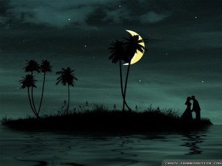 Full moon tropical island romantic 2 - full free wallpaper