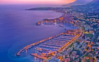 City water marina mountain sunset - a pink sky free wallpaper for desktop