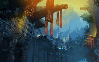 City clocktower fantasy matteart league - a few building free wallpaper
