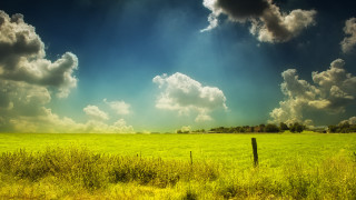Field fence sky grass hill - in the foreground free wallpaper