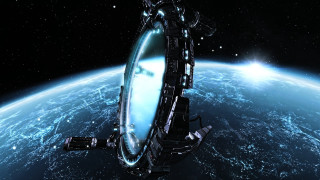 Space station earth blue horizon - blue light free wallpaper
