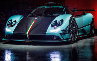 Blue sportscar rainbowstripe redlight night - bernardo cavallino free wallpaper