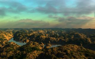 Lake mountains clouds sunset forest - a view of a lake free wallpaper