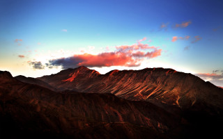 Mountain range pink cloud blue 2 - pink free wallpaper