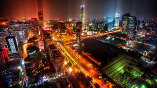 City lights night holography bridge - city background free wallpaper
