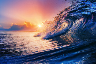 Breaking wave ocean sunset sunrise - sunset free wallpaper