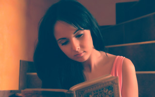 Woman reading cat stairs gothic - stair free wallpaper