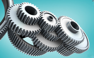 Gears blue surface white circle - mechanical free wallpaper