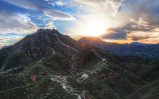 Mountain sunset clouds trail dusk - dai xi free wallpaper