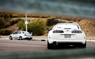White car street scene person 2 - the side of the road free wallpaper