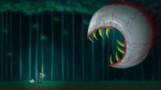 Cartoon man shark mouth bamboo - 2 d game art free wallpaper