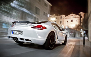 White sports car night street - rim free wallpaper