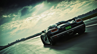 Sports car road cloudy sky - fine art free wallpaper