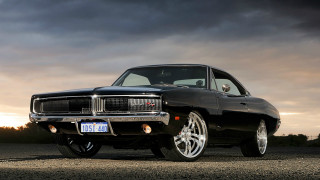 Black muscle car cloudy sky 2 - cloudy free wallpaper