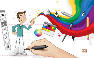 Man drawing rainbow colored design - a piece of paper free wallpaper