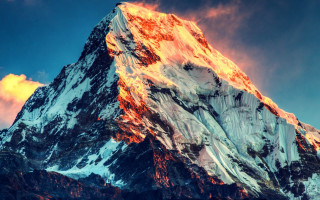 Mountain peak red light clouds - ada hill walker free wallpaper