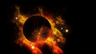 Black hole bright yellow ring - a black hole free wallpaper