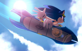 Cartoon skateboard flying sky clouds - a skateboard free wallpaper