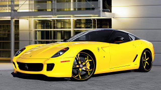 Yellow sports car glass building 2 - a black roof free wallpaper