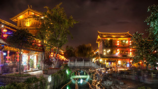 River city night lights bridge 4 - building free wallpaper for desktop