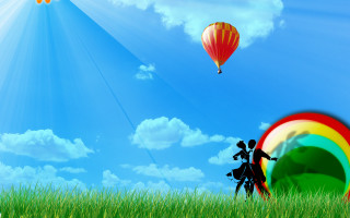 Kite flying blue sky rainbow - felipe seade free wallpaper