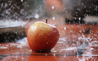 Apple splashing water table person - an apple free wallpaper