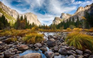 River forest mountains cloudy sky 3 - cloudy free wallpaper