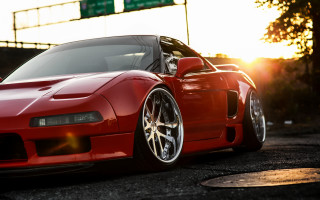 Red sports car sunset front - sunset free wallpaper