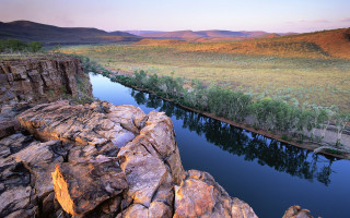 Lush green river valley hillside - hill free wallpaper