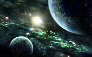 Planets in space with stars - a space free wallpaper