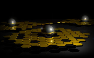 Yellow black hexagonal pattern balls - three ball free wallpaper