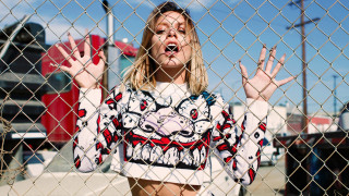 Fence woman hands up obscured - behind a fence free wallpaper
