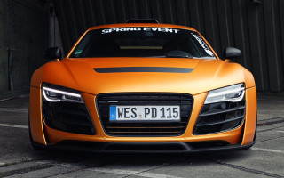 Bright orange sports car parked 2 - orange free wallpaper
