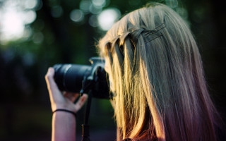 Woman camera lens forest blurry - a forest setting free wallpaper