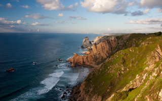 Cliff ocean boat landscape sky - almada negreiro free wallpaper