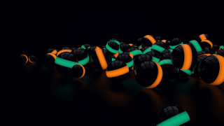 Black orange balls neon green - c4d free wallpaper
