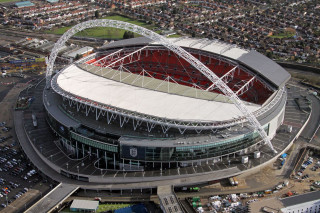 Aerial view stadium white dome - roof free wallpaper