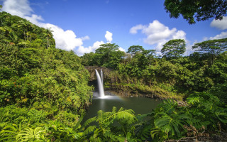 Waterfall jungle blue sky clouds - the sky free wallpaper